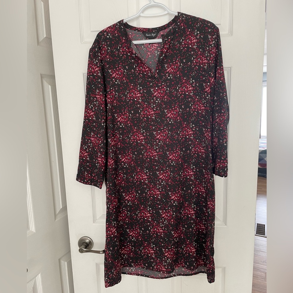 Floral Black and Red Dress